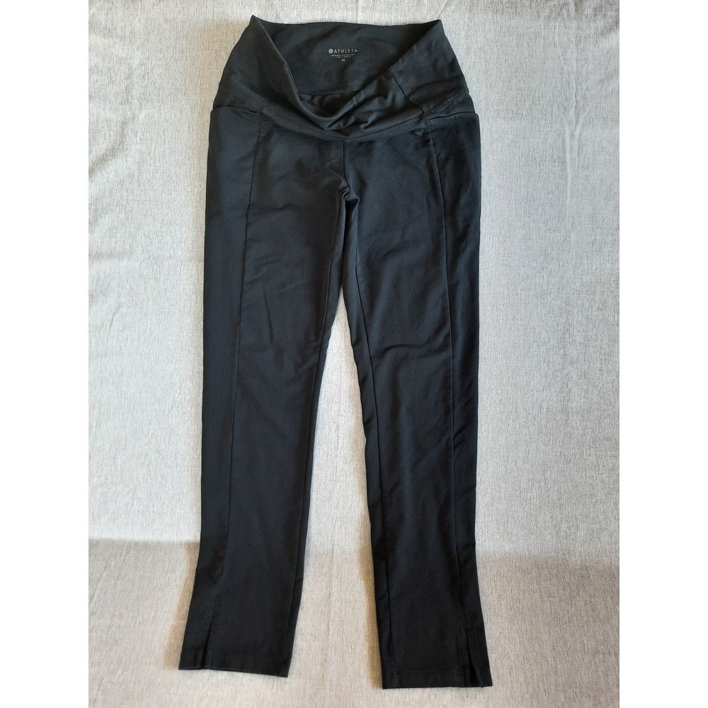 Athleta Women Medium Ankle Stretch Outdoor Pants Pocket SolidBlack Supplex Nylon